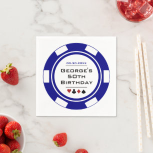 Serviette En Papier Blue Casino Poker Chip Anniversaire Napkins