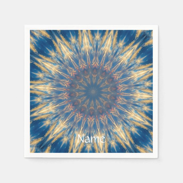Serviette En Papier Blue Chakra Kaleidoscope Thunder_Cove (Devant)