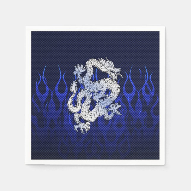 Serviette En Papier Blue Chrome comme Dragon Carbon Fiber Style (Devant)