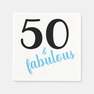 Serviette En Papier Blue Cinquante et fabuleux 50e anniversaire fête