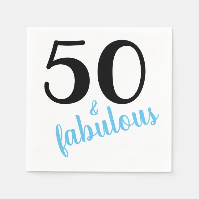 Serviette En Papier Blue Cinquante et fabuleux 50e anniversaire fête (Devant)
