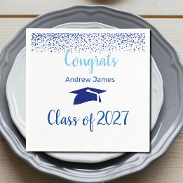 Serviette En Papier blue confetti 2027  graduation  -  Congrats 