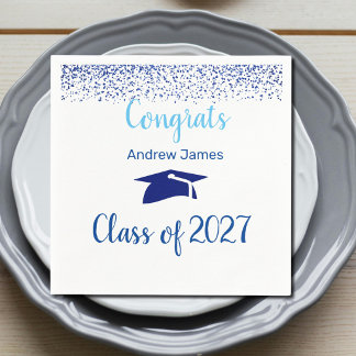 Serviette En Papier blue confetti 2027  graduation  -  Congrats 