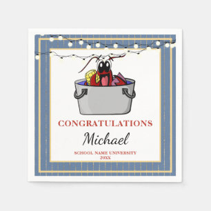 Serviette En Papier Blue Crawfish Boil BBQ Graduation Party