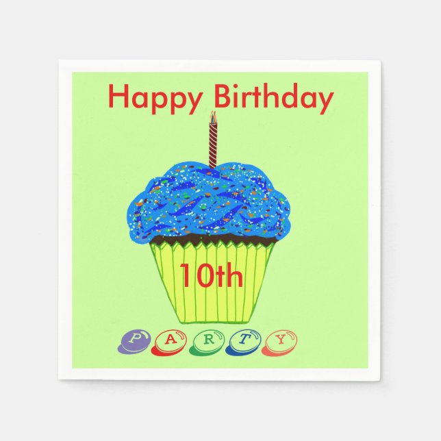 Serviette En Papier Blue Cupcake Party Anniversaire Napkins (Devant)