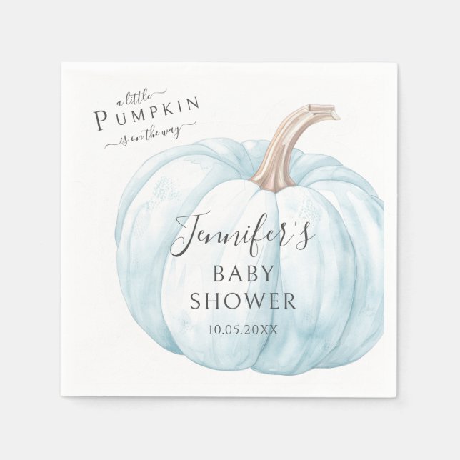 Serviette En Papier Blue Cute Little Citrouille Automne Baby Boy Douch (Devant)