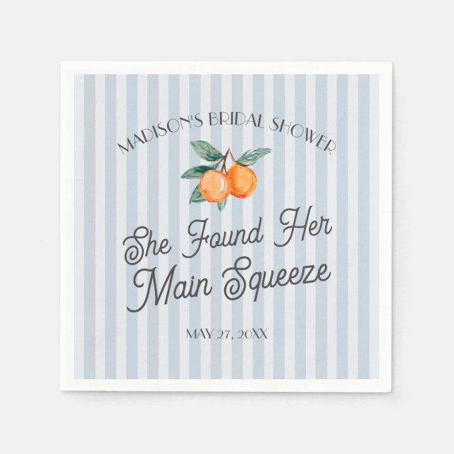 Serviette En Papier Blue Cutie Main Squeeze Citron Shower de Mariée (Devant)