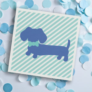 Serviette En Papier Blue Dachshund fête d'anniversaire   Baby showers