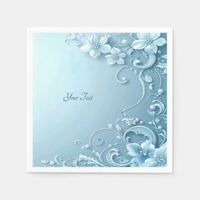 Serviette En Papier Blue Decorative Floral (Devant)