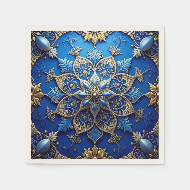 Serviette En Papier Blue Decorative Holiday Napkin (Devant)