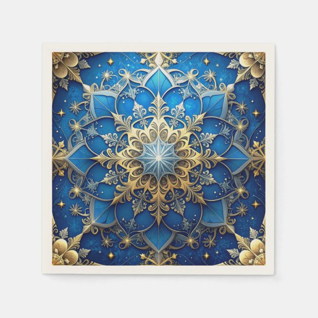 Serviette En Papier Blue Decorative Holiday Napkin (Devant)