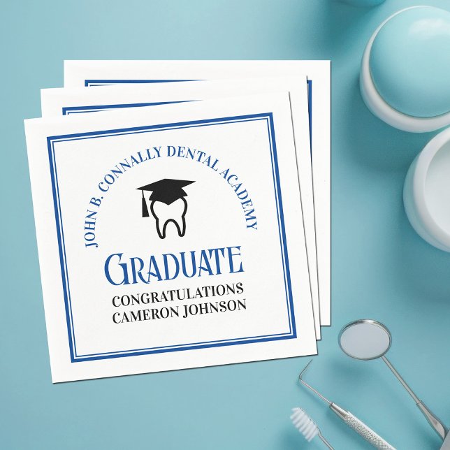 Serviette En Papier Blue Dental School Custom Dentist Gradust Party (Créateur téléchargé)