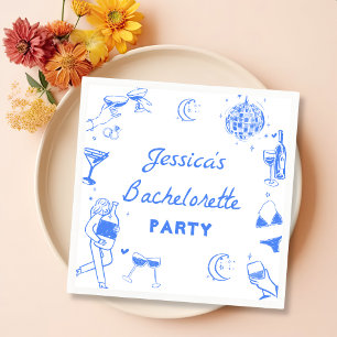 Serviette En Papier Blue Disco Cocktail Bachelorette Party Napkins