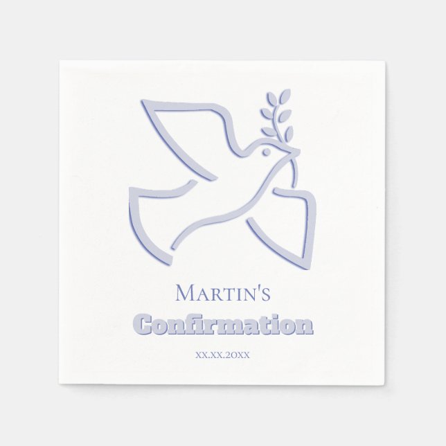 Serviette En Papier blue dove Confirmation (Devant)