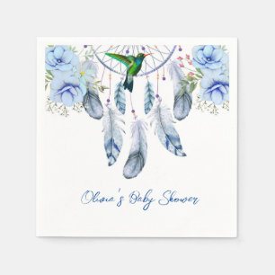 Serviette En Papier Blue Dreamcatcher Hummingbird Boy Baby shower