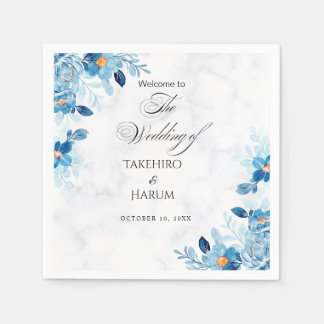 Serviette En Papier Blue Elegant flower summer wedding