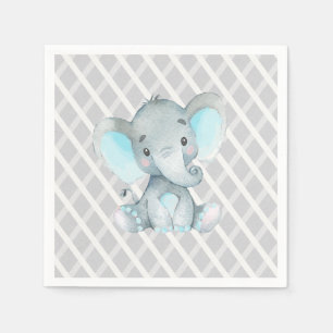 Serviette En Papier Blue Elephant Baby shower Boy Napkin