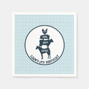 Serviette En Papier Blue En vichy Agritourisme Thème Animal Anniversai