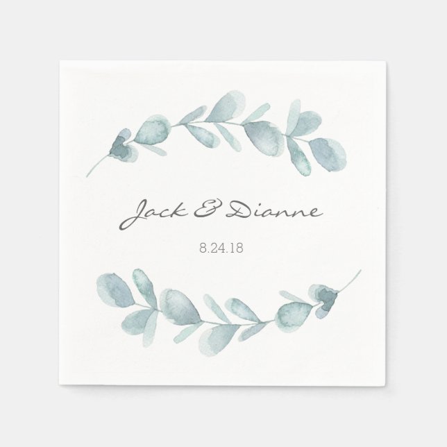 Serviette En Papier Blue Eucalyptus Mariage personnalisé Napkin (Devant)