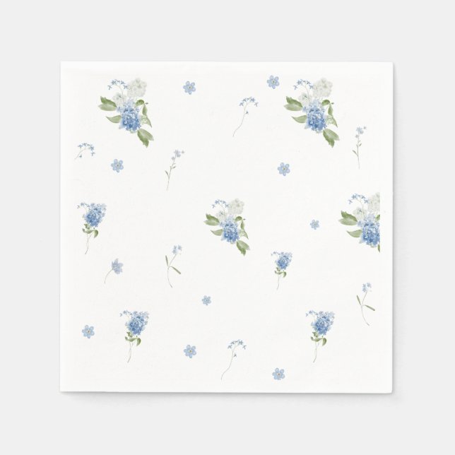 Serviette En Papier Blue Floral Boy Baby in Bloom Baby Shower (Devant)