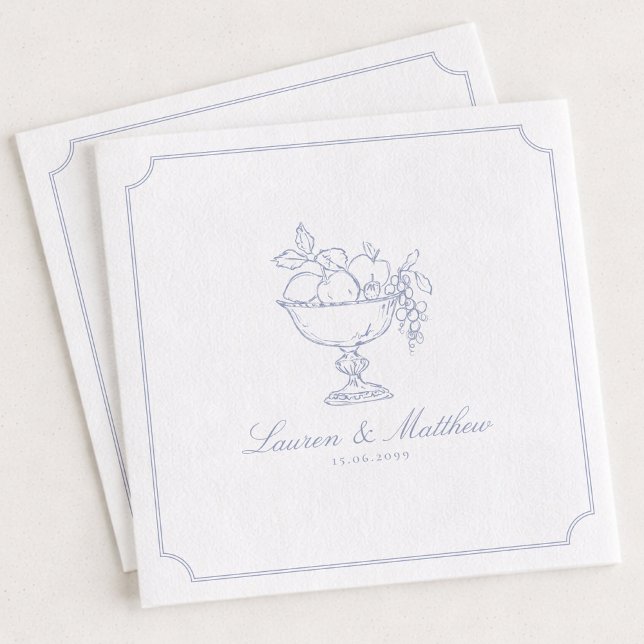Serviette En Papier Blue Fruit Bowl Frame Wedding Napkins (Créateur téléchargé)