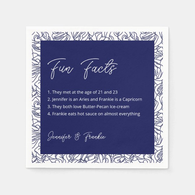 Serviette En Papier Blue Fun Facts Cocktail Napkins (Devant)