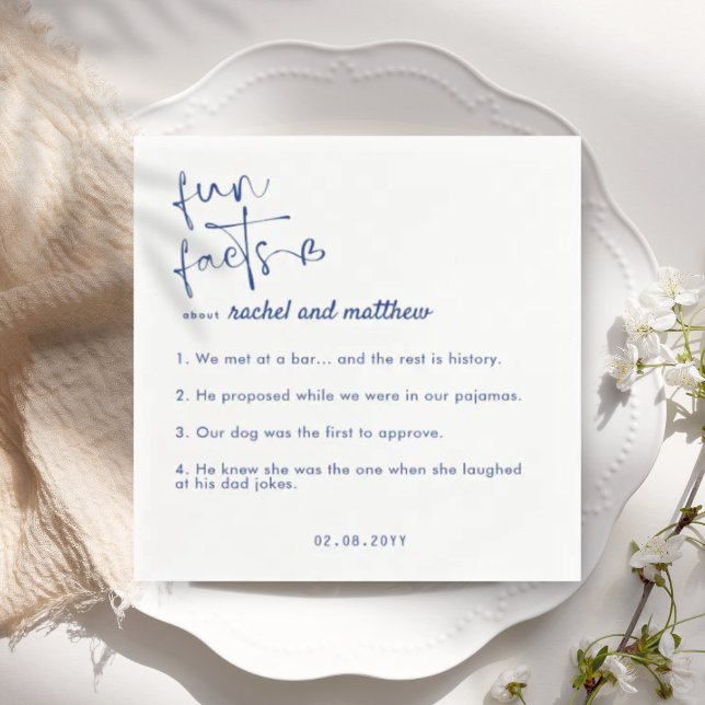 Serviette En Papier Blue Fun Faits Modèle Mariage Napkins (Créateur téléchargé)