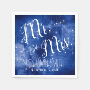 Serviette En Papier Blue Galaxy Celestial Stars Night Sky Mariage