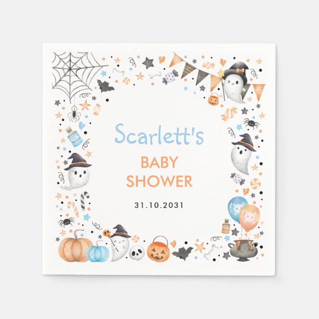 Serviette En Papier Blue Ghost Halloween Boy Baby shower Faveurs (Devant)