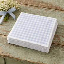 Blue Gingham Paper Napkins