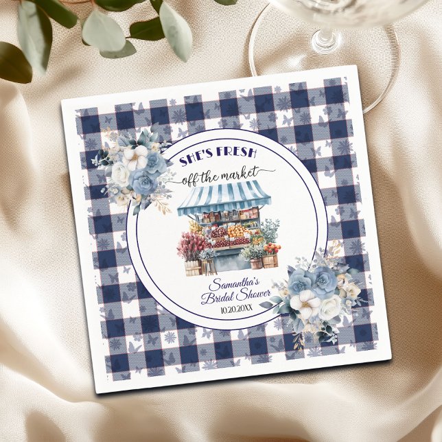 Serviette En Papier Blue Gingham Retiré du Marché Floral Enterrement d (Créateur téléchargé)