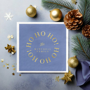 Serviette En Papier Blue Gold Christmas Ho Ho Ho ID1009