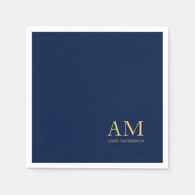 Serviette En Papier Blue Gold Colours Professionnel Lettres initiales  (Devant)