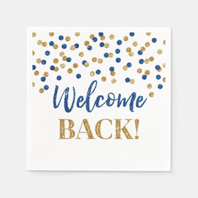 Serviette En Papier Blue Gold Confetti Welcome Back Naples (Devant)