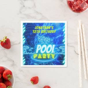 Serviette En Papier Blue Green Neon GlowBoys Anniversaire Pool Party