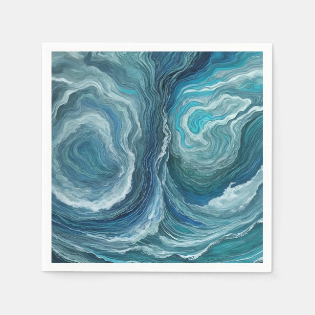 Serviette En Papier Blue Green Serenity Abstrait (Devant)