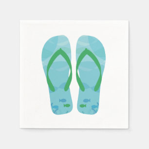 Serviette En Papier Blue Green Summer Beach Flip Flop Napkins