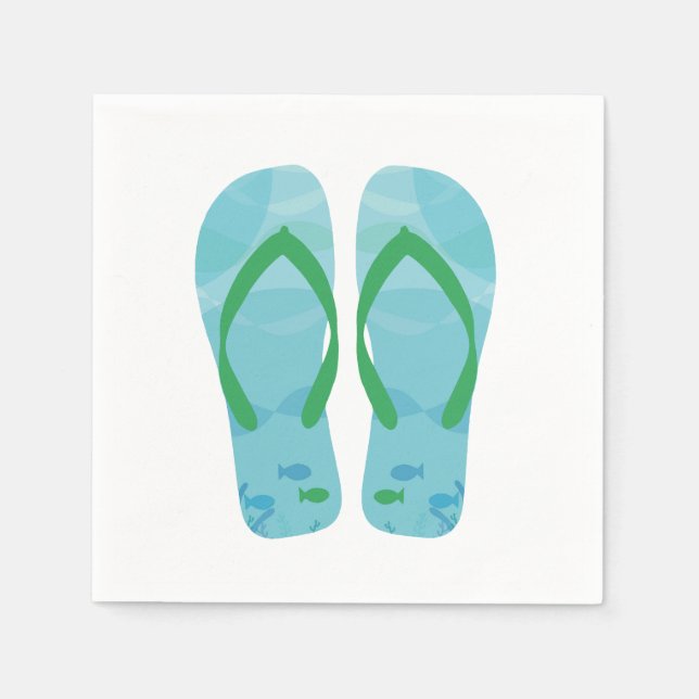 Serviette En Papier Blue Green Summer Beach Flip Flop Napkins (Devant)