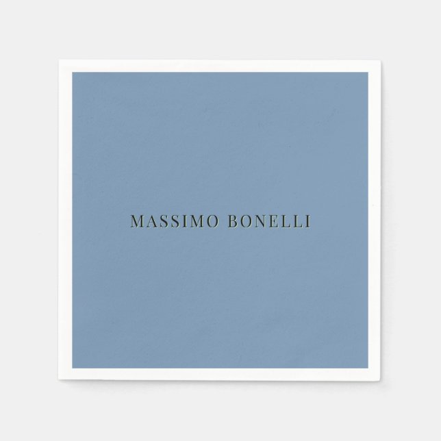 Serviette En Papier Blue Grey Minimalist Plain Legible Modern (Devant)