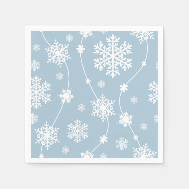 Serviette En Papier Blue Grey Snowflakes Winter Wonderland (Devant)