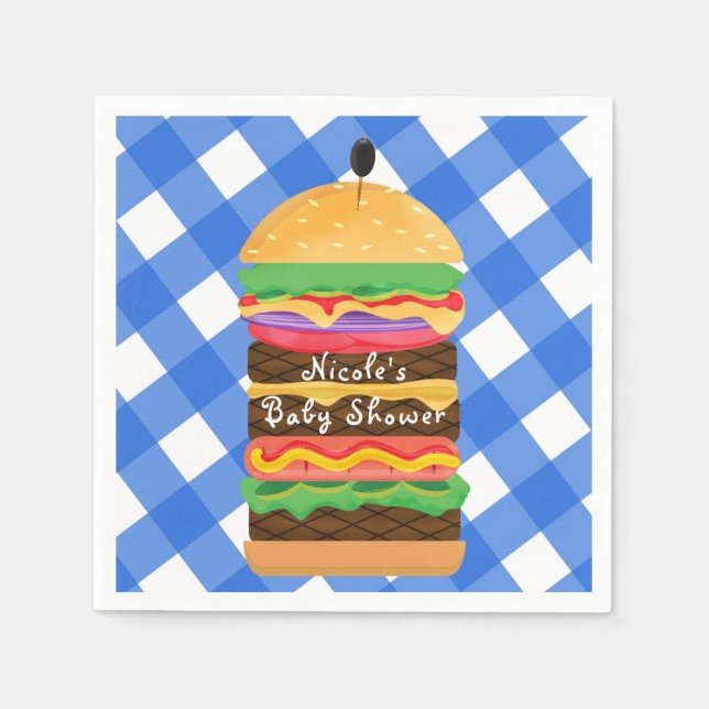 Serviette En Papier Blue Hamburger Summer Cookout Barbecue BBQ Party (Devant)