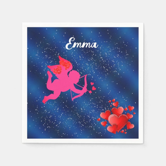 Serviette En Papier Blue heart  romantic wallpaper (Devant)