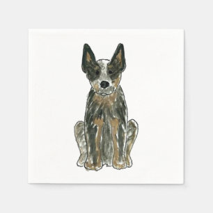 Serviette En Papier Blue Heeler ACD Chien de bétail Aquarelle Art Napk
