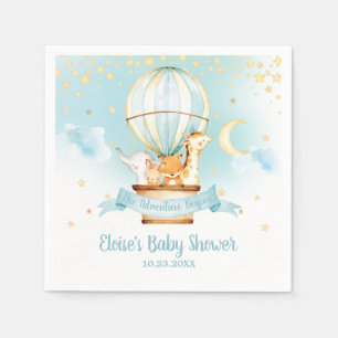 Serviette En Papier Blue Hot Air Balloon Animaux Baby shower Anniversa