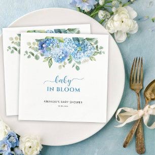 Serviette En Papier Blue Hydrangea Baby in Bloom Baby shower