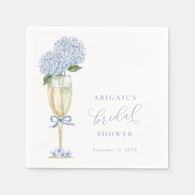 Serviette En Papier Blue Hydrangea Blooms Bridal Shower (Devant)