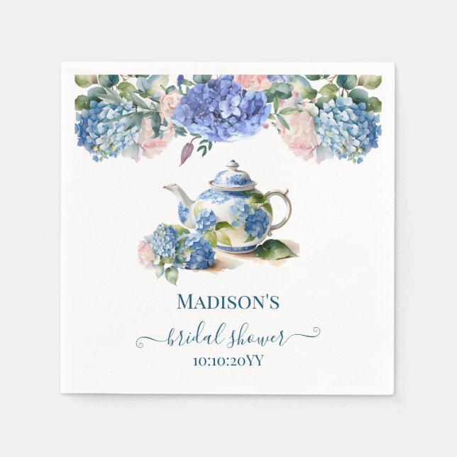 Serviette En Papier Blue Hydrangea Bride Tea Party (Devant)