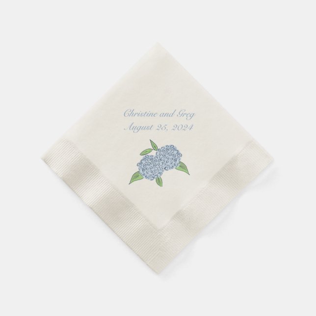 Serviette En Papier Blue Hydrangea Classic Mariage Fête des mariées (Coin)