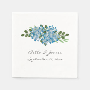 Serviette En Papier Blue Hydrangea Floral Wedding Paper Napkin