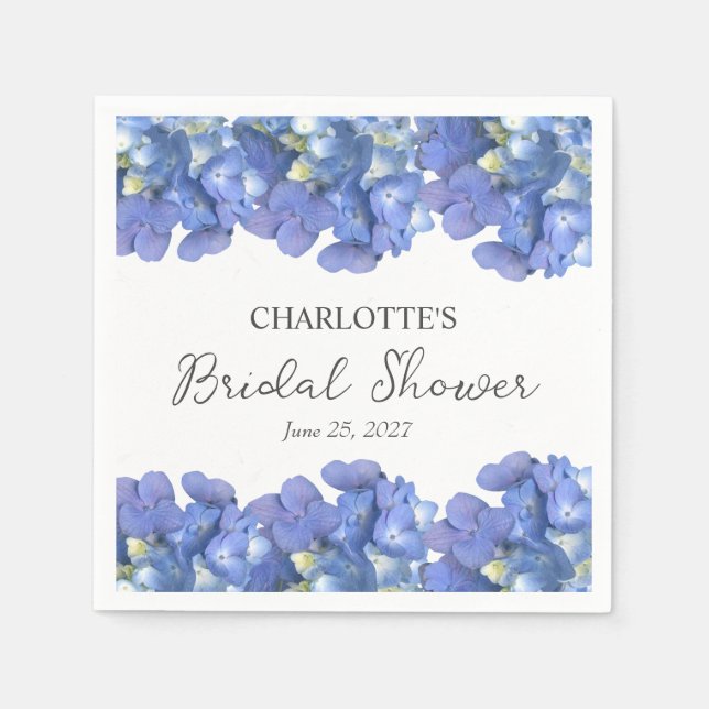 Serviette En Papier Blue Hydrangea Petals Fête des mariées personnalis (Devant)